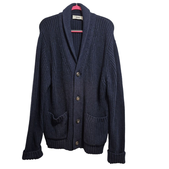 Buck Mason Shawl Collar Cardigan Navy Size XL